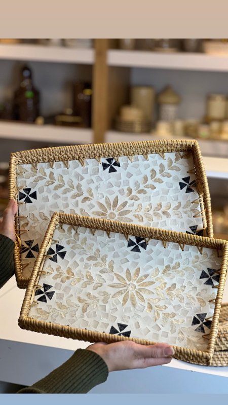 طقم صواني مصدف ملون مستطيل