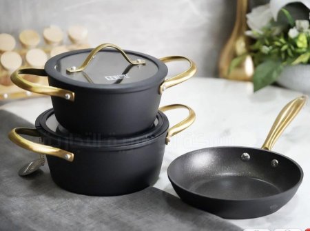 طقم طناجر NERO طنجرتين 18/20cm ومقلى 20cm