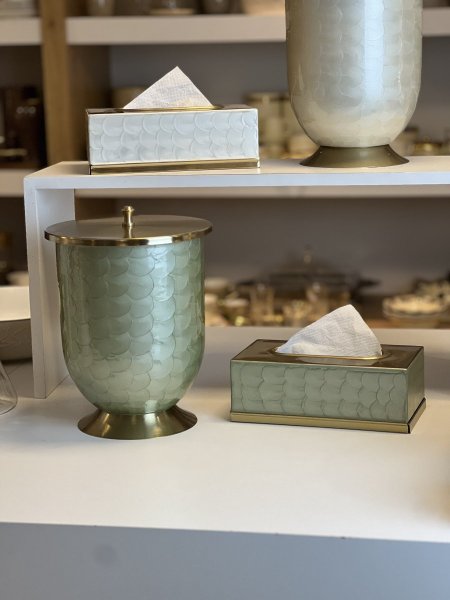 طقم سلة وبكيت محارم مصدف زيتي