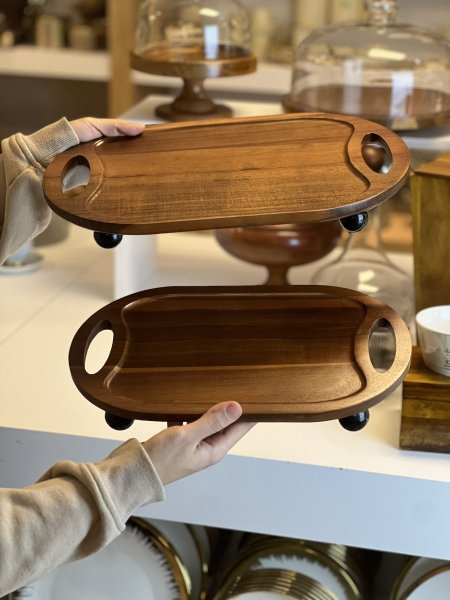 طقم صواني حجمين خشب