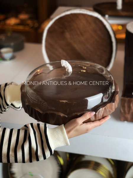 مضيفة خشب مع غطا زجاج