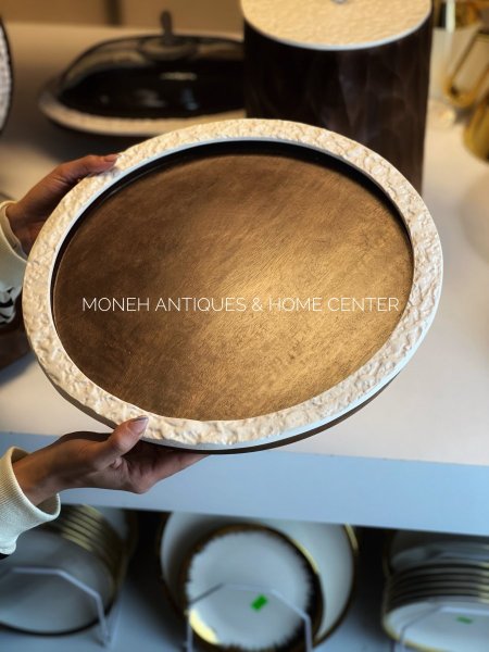 صينية وجاط فواكه هندي خشب اطار ابيض