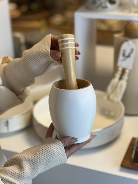 مدقة ثوم خشب بامبو