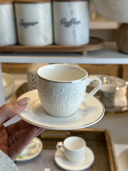 فناجين قهوة  خط دهبي مزخرف عدد 12