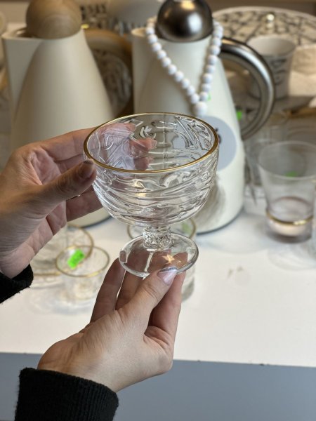 كاسات ضيافة خط عربي شفاف مدهب عدد 6