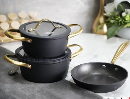 طقم NERO  طنجرتين بحجم 25/20cm مقلى بحجم 24cm