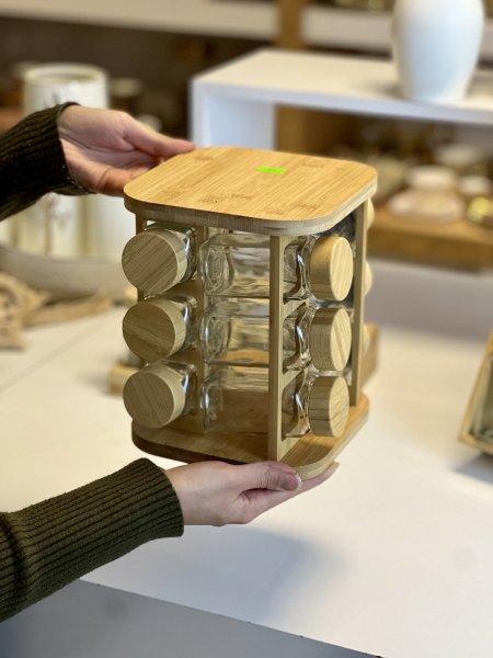 طقم علب بهارات مع قاعدة دوارة