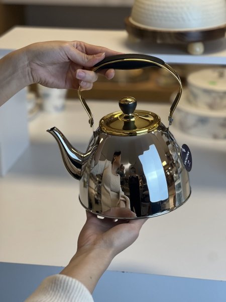 ابريق شاي vicalina ستانلس فضي مع دهبي