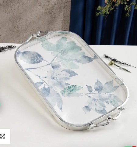 صينية تقديم فاخرة من ماريسيلا - أزرق وفضي