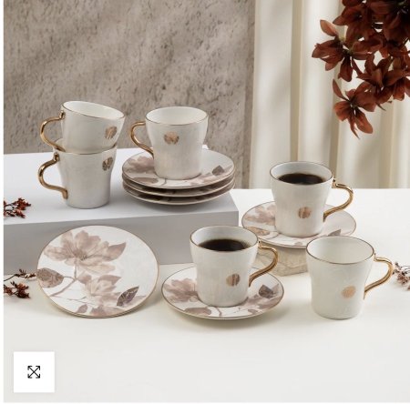 طقم أكواب شاي/قهوة بورسلان 12 قطعة من ماريسيلا - أحمر و ذهبي