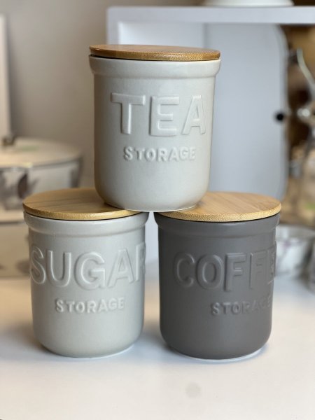 طقم سكريات ٣ قطع بورسلان غطاء خشب