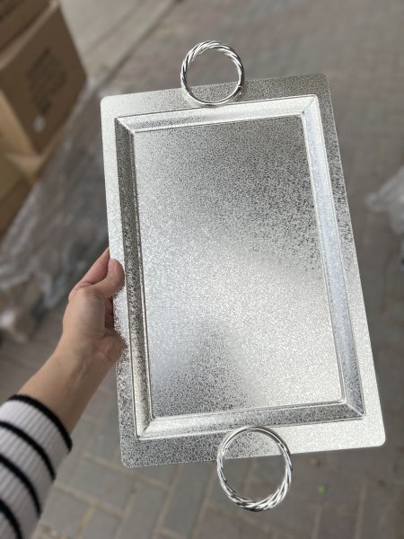 طقم صواني قطعتين فضي مات بد حلقة