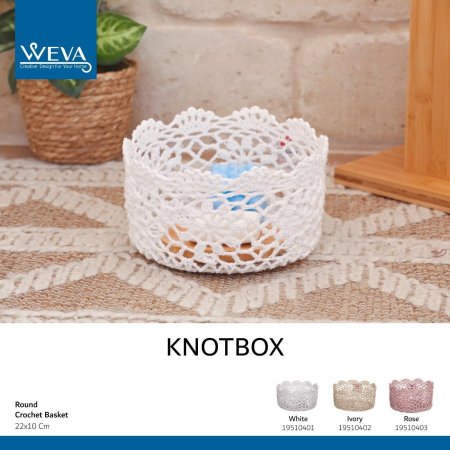 سلة ديكور كروشيه دائرية Knotbox