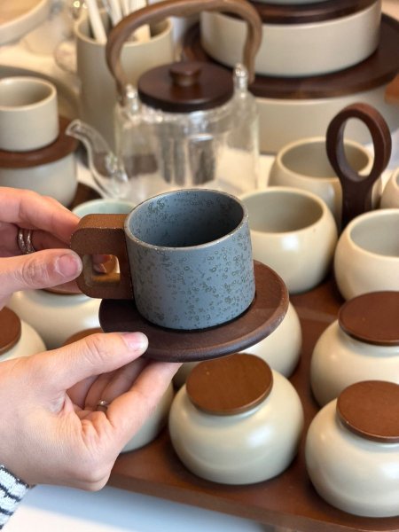 فناجين قهوة سكني / بيج / اخضر فاتح معتق  عدد 12