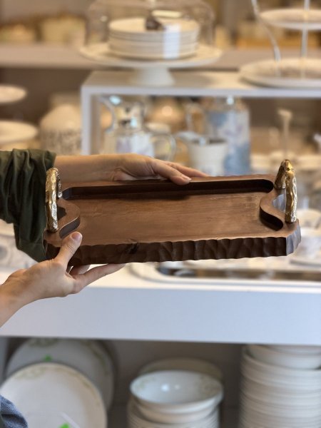 صنية مستطيل يد دهبي وسط