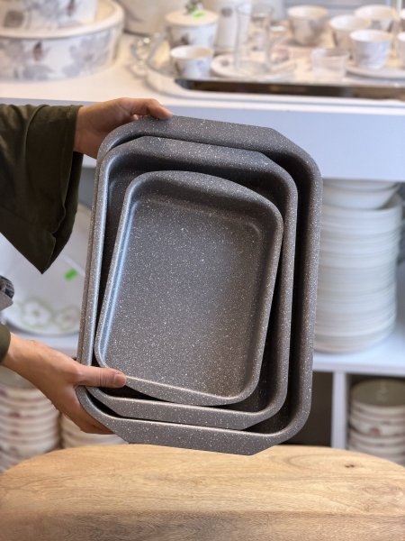 طقم صواني فرن مستطيل جرانيت