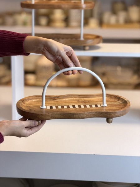 ستاند ضيافة طبقة خشب هندي