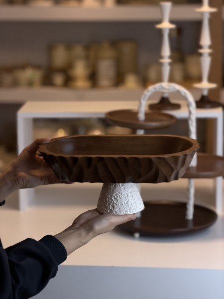 جاط تقديم خشب هندي بيضاوي