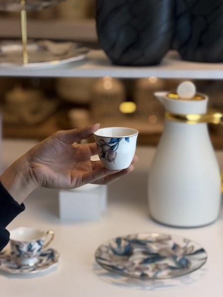 فناجين قهوه ساده/١٢ ورد ازرق