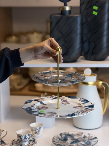 حمالة طبقتين ورد ازرق