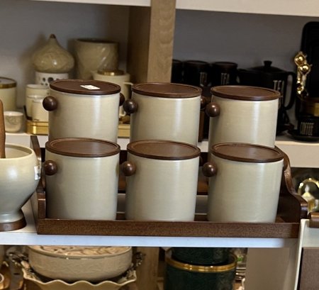 طقم سكريات حجم كبير طبقتين بورسلان وخشب