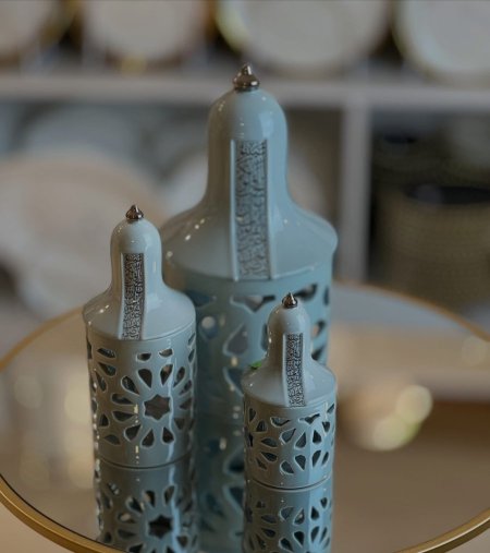 حامل شموع الكتروني من اوتانتك باللون الازرق الفاتح