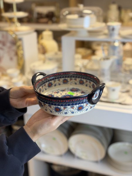 صحن تقديم خزف مدور بيدين