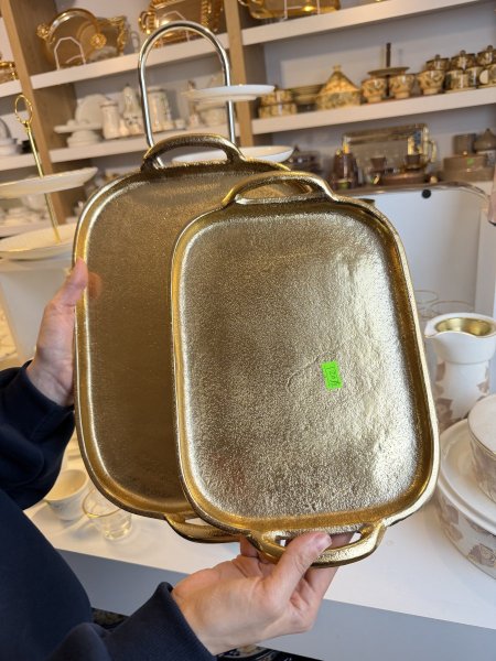 طقم صواني هندي معدن قطعتين