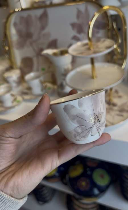 طقم فناجين قهوة عربية 12 قطعة من ماريسيلا - أحمر و ذهبي