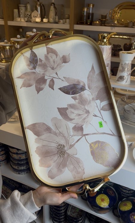 صينية تقديم فاخرة من ماريسيلا - أحمر و ذهبي