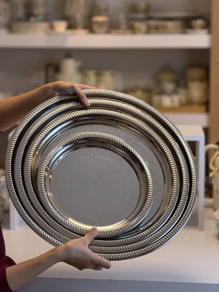 سدر سكب طعام ستانلس ستيل مزخرف