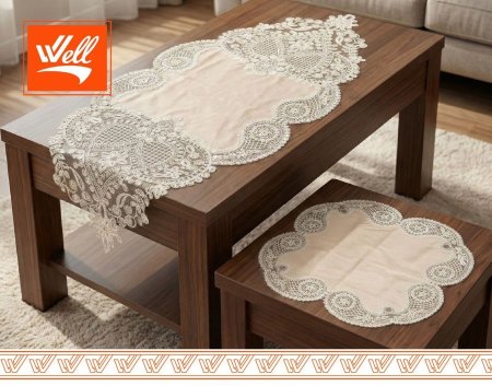 طقم شرشف طاولة وسط ٤ قطع