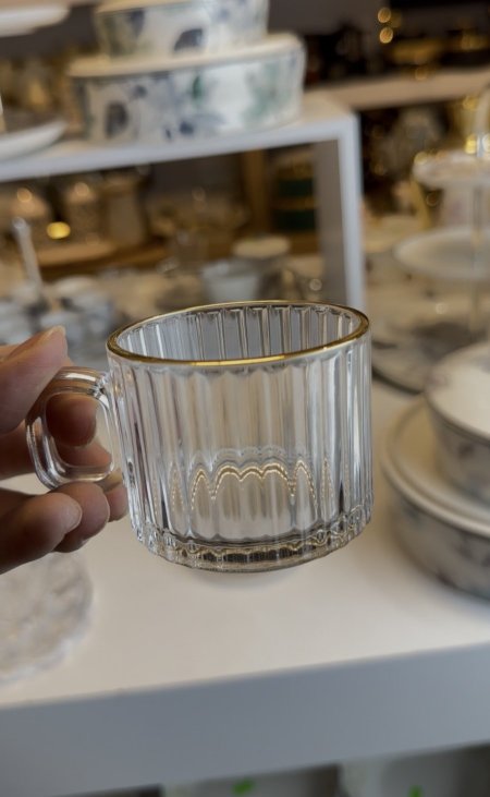 كاسات شاي مخطط مبزر مدهب عدد 12