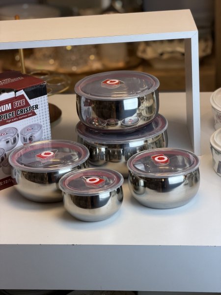 طقم حافظات طعام ستانلس ستيل محكم الاغلاق/٥