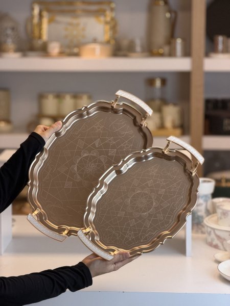 طقم صواني حجمين برونز