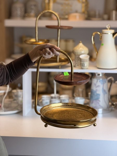 ستاند ضيافة هندي خشب طبقتين