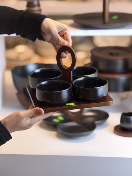 طقم ضيافة ٥قطع مكسرات بورسلان اسود بامبو