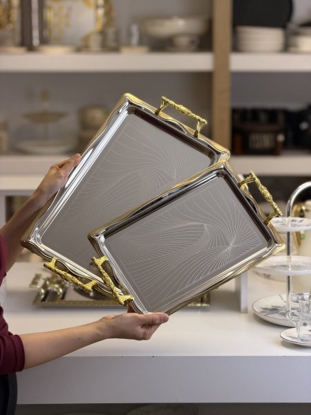 طقم صواني مستطيل/٢ مزخرف