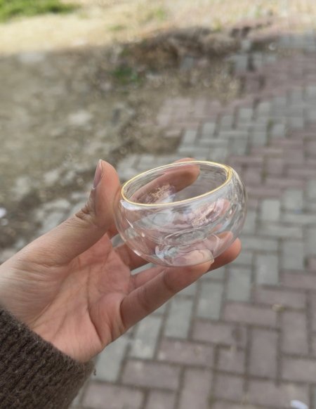 طقم فناجين دبل جلاس مع دهبي /١٢