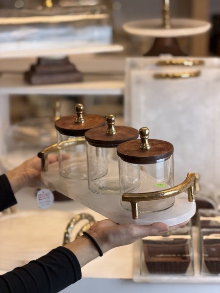 طقم علب ضيافة مع قاعدة رخام الالباستر