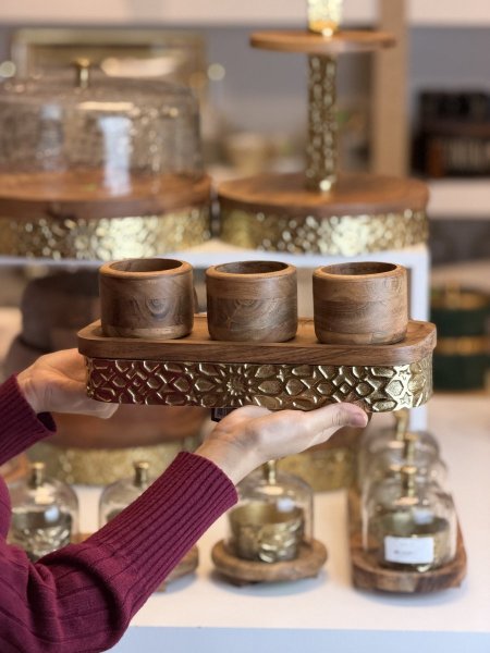 طقم مكسرات ٤ قطع خشب هندي