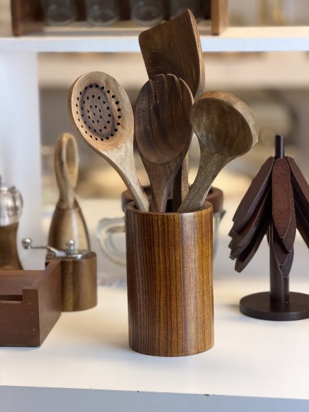 طقم مغارف خشبي ٥ قطع