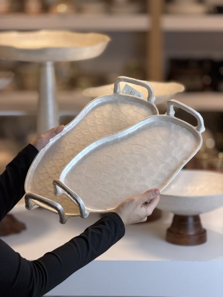 طقم صواني قطعتين مصدف عاحي متعرج