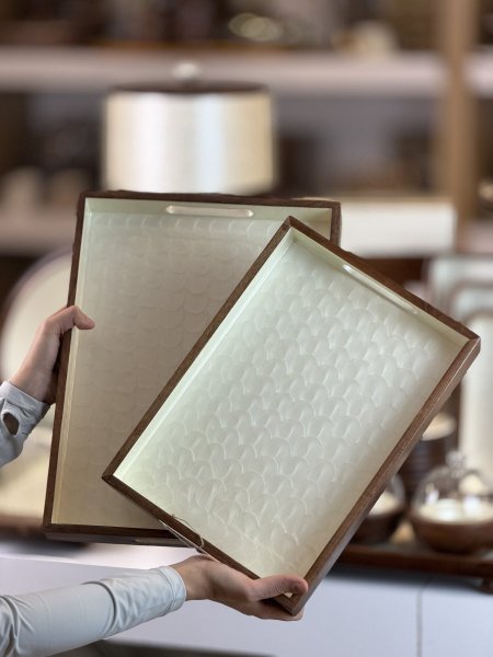 طقم صواني  خشب مع ريزن مصدف