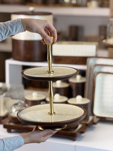 حمالة طبقتين خشب مصدف ريزن