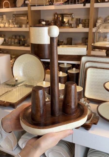 ستاند كاسات خشب مصدف ريزن