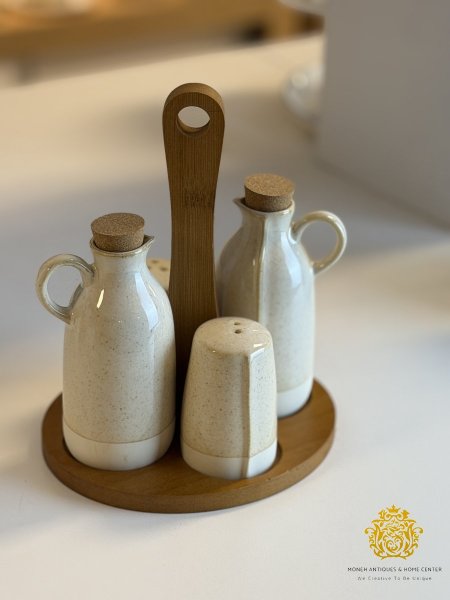 طقم ستاند زيت مع ممالح ٥ قطع