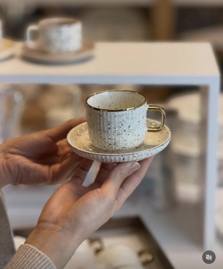 فناجين قهوة منمش حجم وسط عدد 6