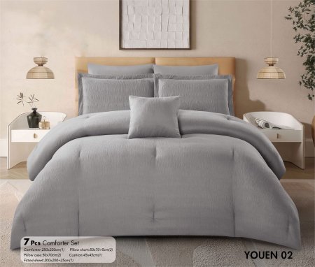طقم تخت كنج سايز ٧ قطع youen grey
