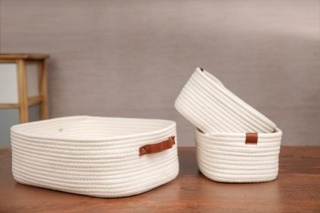 Rectangular طقم سلال ديكور ٣ قطع